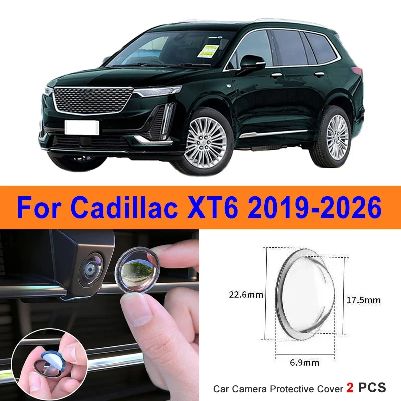

360 Reverse Image Car Camera Cover Anti-Scratch PC Lens Protector Stickers For Cadillac XT6 2019-2026 2Pcs