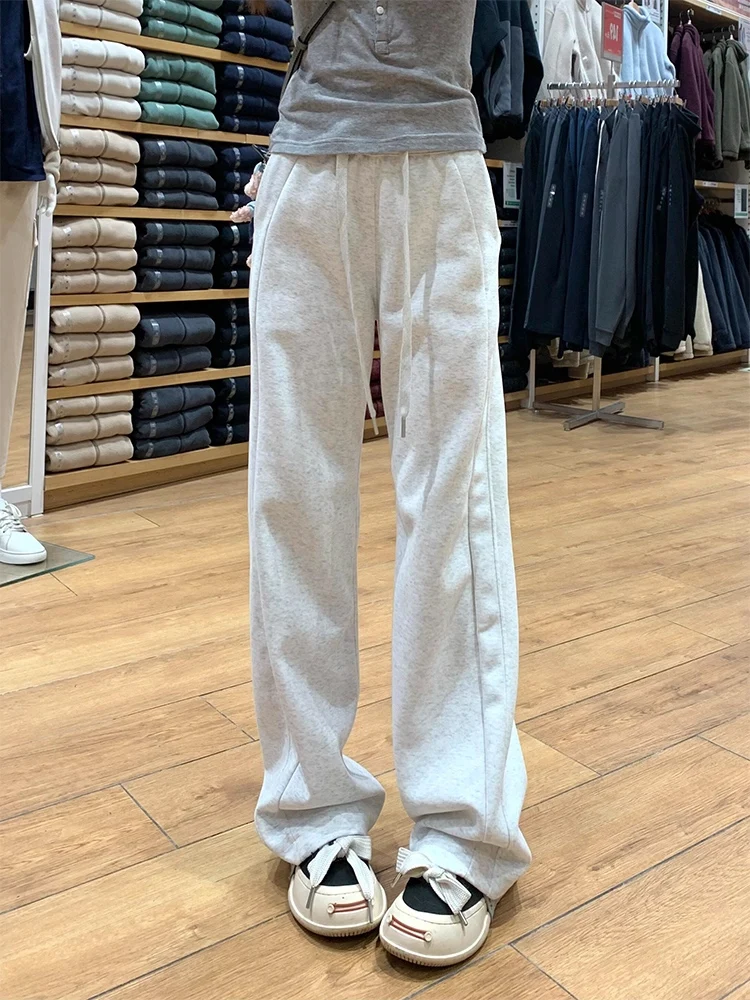 Lulu jambe droite Spor pantalons de survêtement ex automne épissure conception décontracté drapé minceur coupe ample coton jeunesse Faion