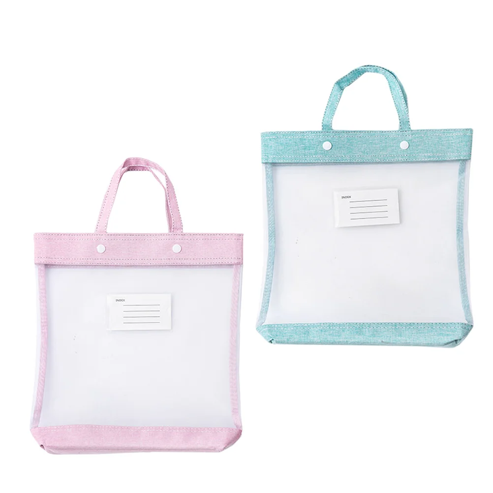 

2pcs File Bag Portable Document Organizer Snap Button Design For Office Home Use Handheld File Holder Storage Bag