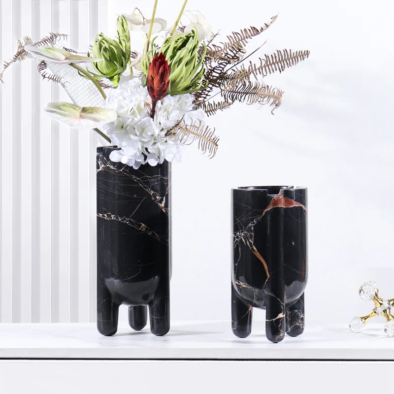 Modern light luxury marble vase model room sales office home living room entrance desktop soft decoration vase ornament