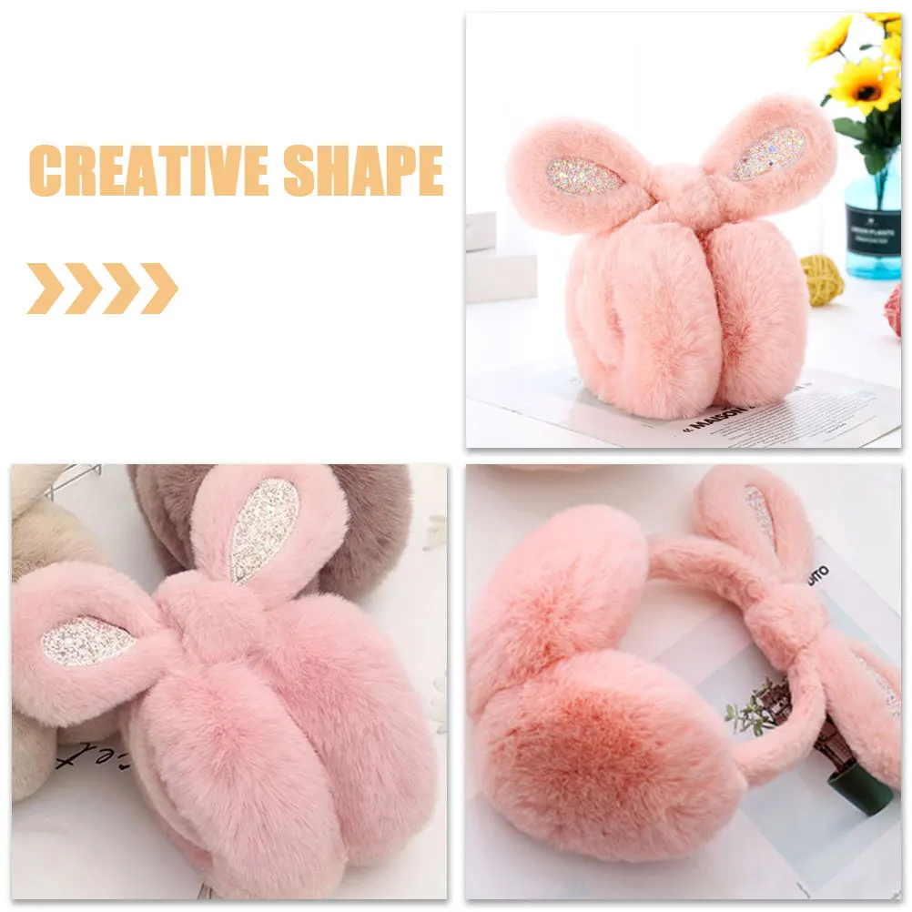 Glitter Rabbit Muffs For Winter Warm Covers Cute Windproof Reusable Washable Ear Protectors Soft Ear Warmer