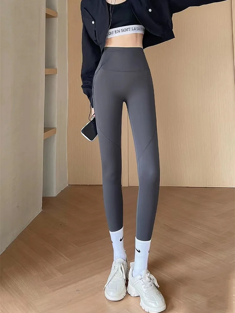 ITOOLIN Women Casual High Waist Yoga Pants Pocket Thickened Office Trousers Women Cashmere Thermal Pencil Pants 2023 Fall Winter