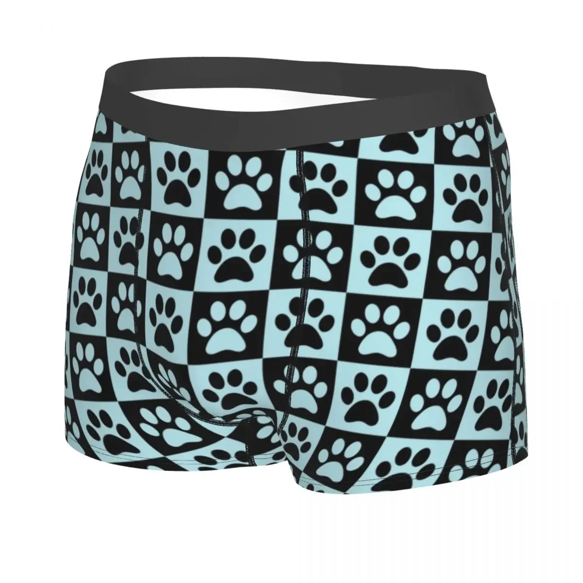 Custom Gift Dog Paw Print Checkerboard Pattern Boxer Shorts For Homme 3D Print Underwear Panties Briefs Breathable Underpants