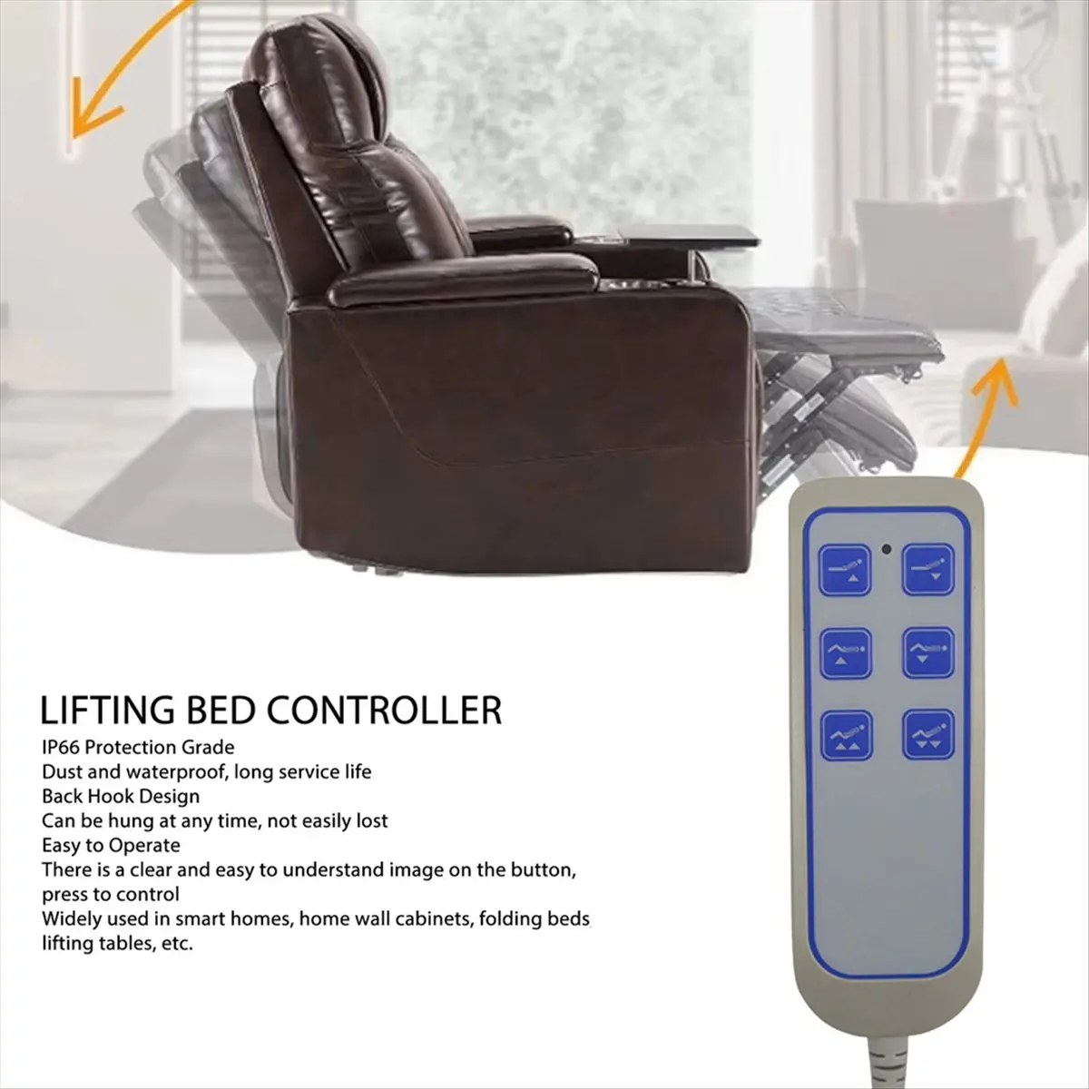 SK-04 Lift Chair Hand Controller IP66 Lifting Bed Remote Control Electric Push Rod Controller with 8 Pin 9 Core Plug