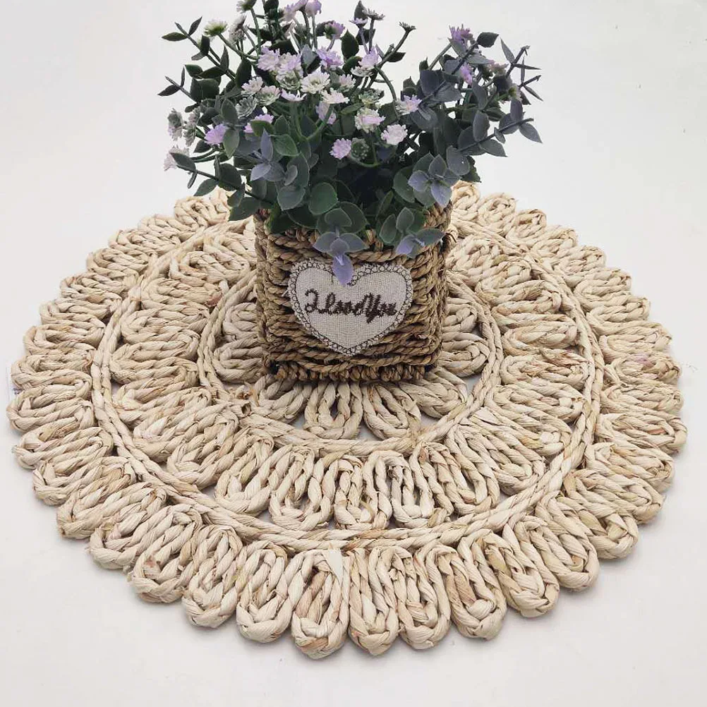 

H woven Cornhusk Placemats 38CM Natural Table Decor Protective Coaster Heat Resistant Pad Bowl Cushion Mat Dining Kitchen