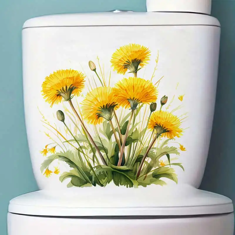 Watercolor Dandelion Wall Sticker Toilet Lid Stickers, Bedroom Entrance Living Room Porch Home Decora Waterproof Decals M1587