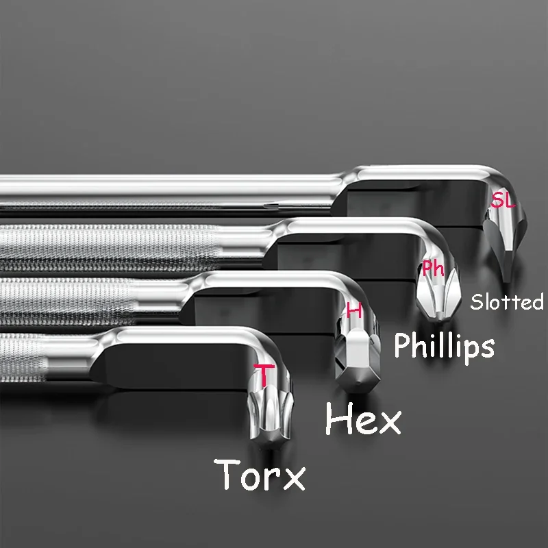 Lengthened Screwdriver Bit Phillips Slotted Hex Torx 90-Degree Right Angle Elbow Magnetic Z/L Shape Bit Driver S2 175/160mm
