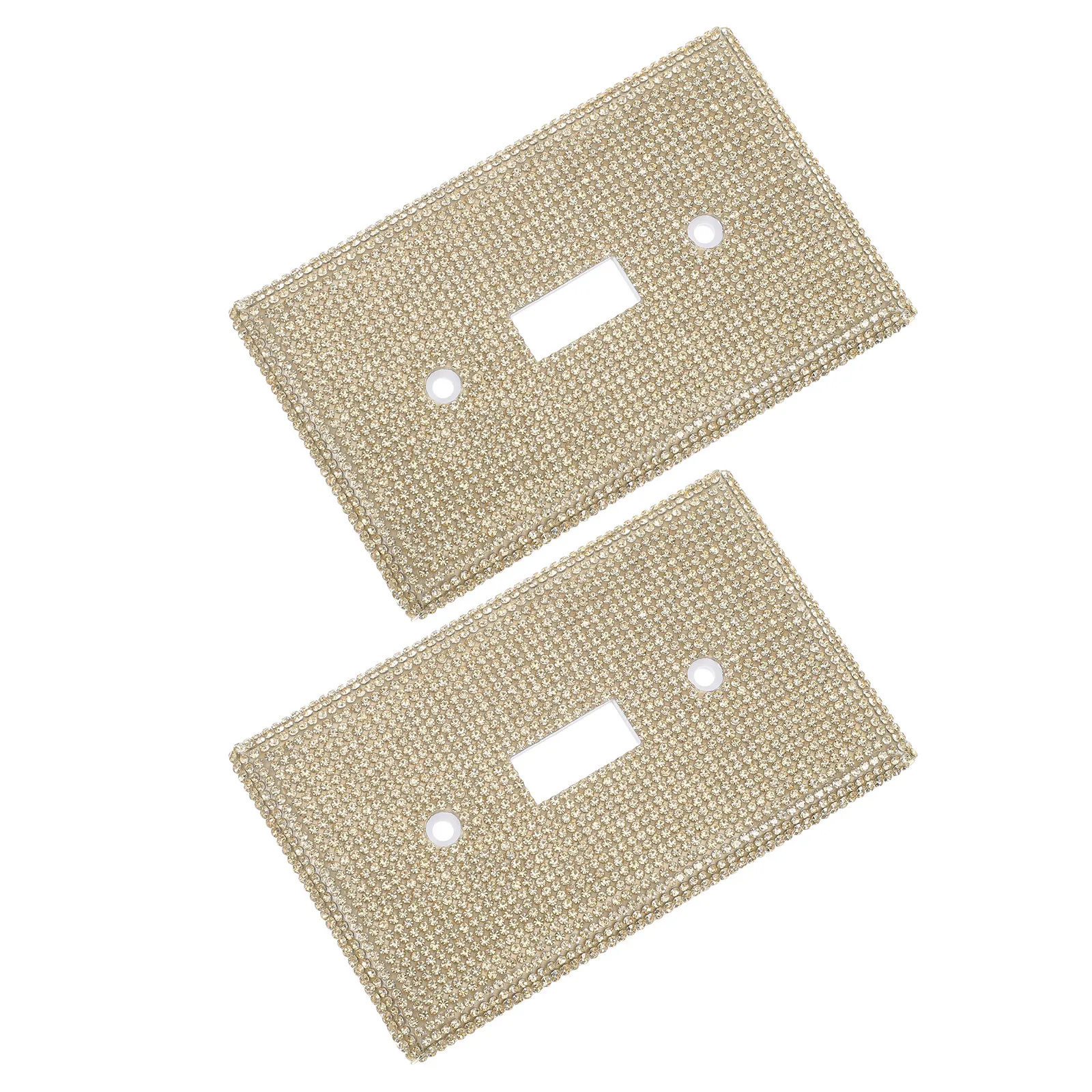 2Pcs Rhinestone Switch Plate Cover Sparkly Golden Bling Decorative Light Switch Cover for Modern Bedroom Bathroom Kitchen Living