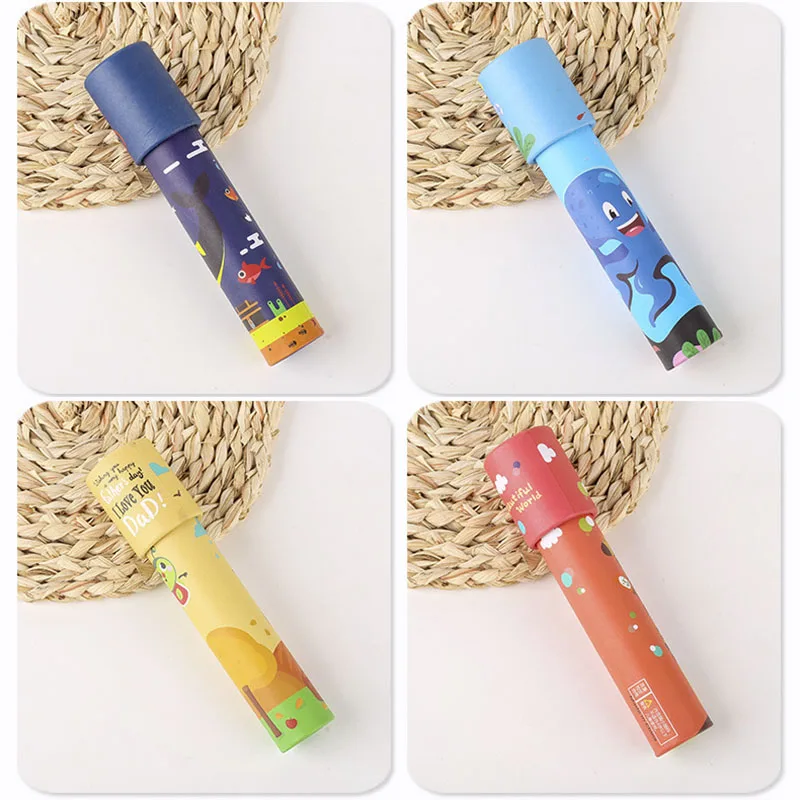 1PCS 회전 만화경 만화 종이 마술 변화하는 비 조정 가능한 컬러 세계 장난감 어린이를위한 클래식 교육 장난감