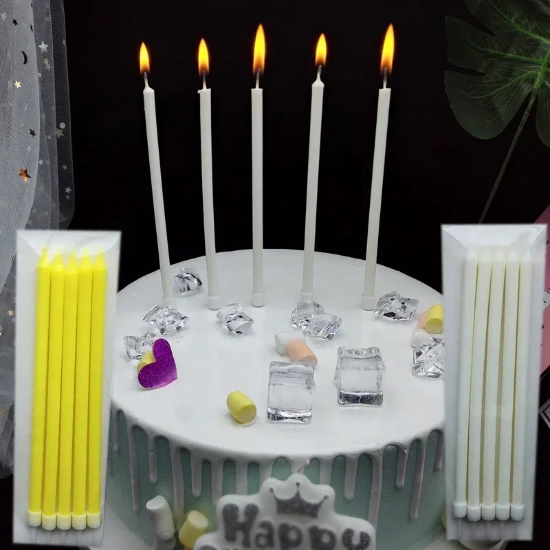 White candle yellow five bagged long light pole candle slender birthday candle birthday with cake decoration red