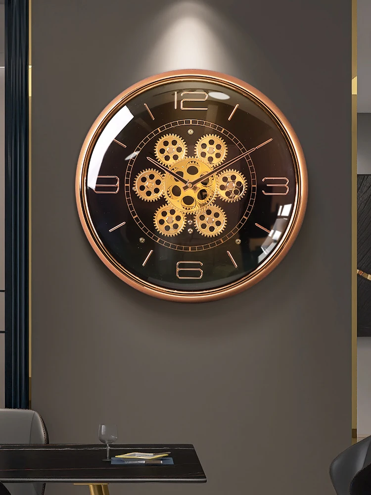 New Creative Wall Clock for Living Room Mechanical Light Luxury Wall-mounted Decorative Clock Without Drilling