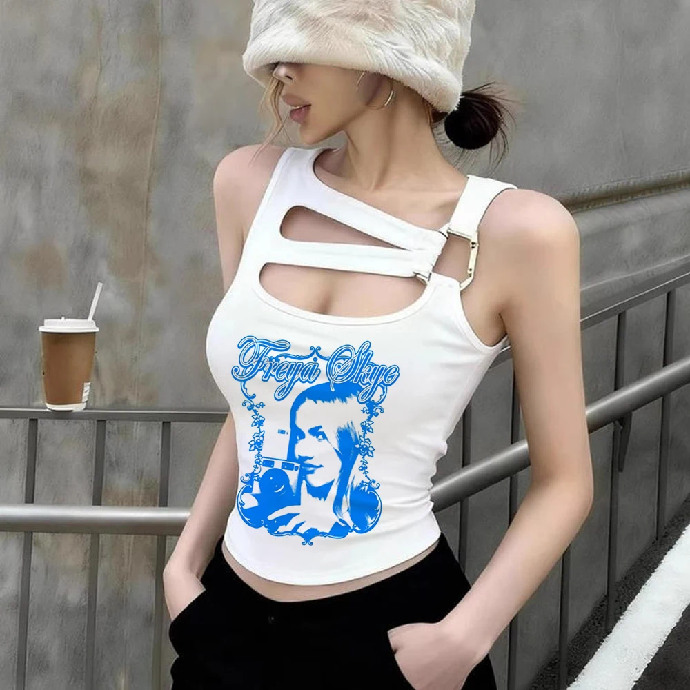 Freya Skye crop top female vintage baddie manga japan korean fashion shirt graphic alternative  cheap meme cute