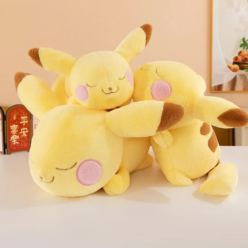 50/70/90cm Adorable Sleeping Pikachu Plush Stuffed Doll Soft Pokemon Toys Birthday Gift for Fans Plush Throw Pillow Cushion