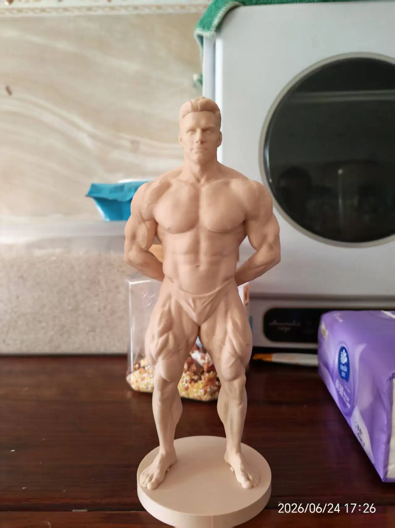 Bodybuilding Competition 3D Printed Muscular Man Sculpture Tabletop Gym Decor Item Model Figurine, Height 20cm