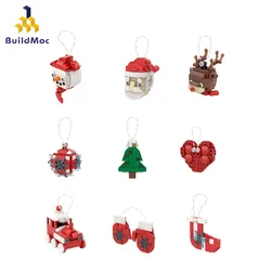 Christmas Tree Pendant Building Blocks Santa Claus Christmas Elk Snowball Snowman Stocking Gloves Xmas Atmosphere Decoration