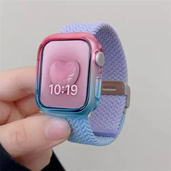 Y2k Cute Gradual Change Case + Strap For Apple Watch Band Ultra2 49mm 45 44 41 40 Correa Nylon Band For Iwatch Series 9 8 SE 7 6