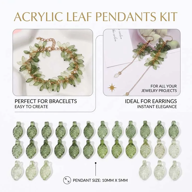 10/50PCS Acrylic Mini Small Tree Leaf Hand Beaded DIY Handmade Necklace Earring Loose Bead Clothing DIY Accessories