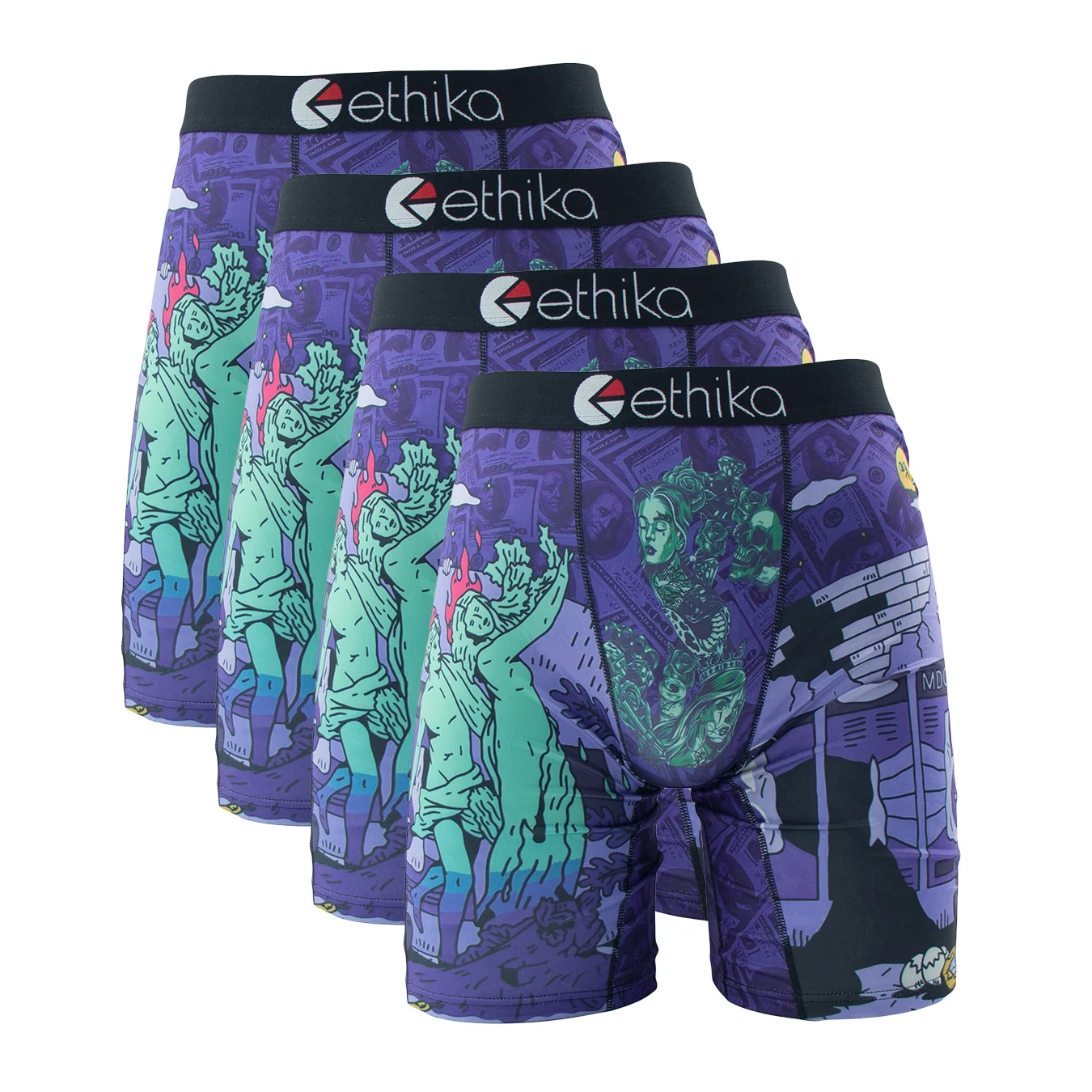 4Pcs Sexy Men Underwear Boxer Shorts Cueca Male Printed Panties Lingerie Men Underpants Boxershorts Plus Size Boxer Briefs XXXL