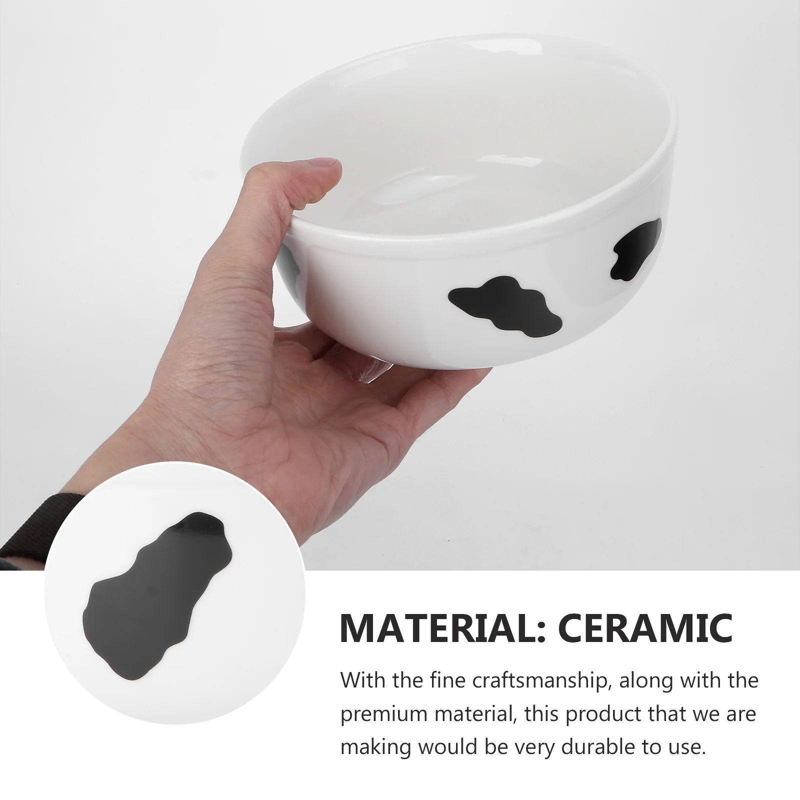 

1Pcs Ceramic Cow Print Fruit Salad Bowl Black White Snack Dessert Serving Household Tableware Fruit Salad Bowl