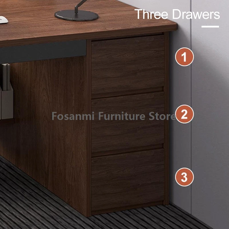 Scrivania per computer a 3 cassetti con ripiano portaoggetti Scrivania moderna per ufficio Tavolo minimalista per PC da scrittura per giochi domestici per studio in camera da letto