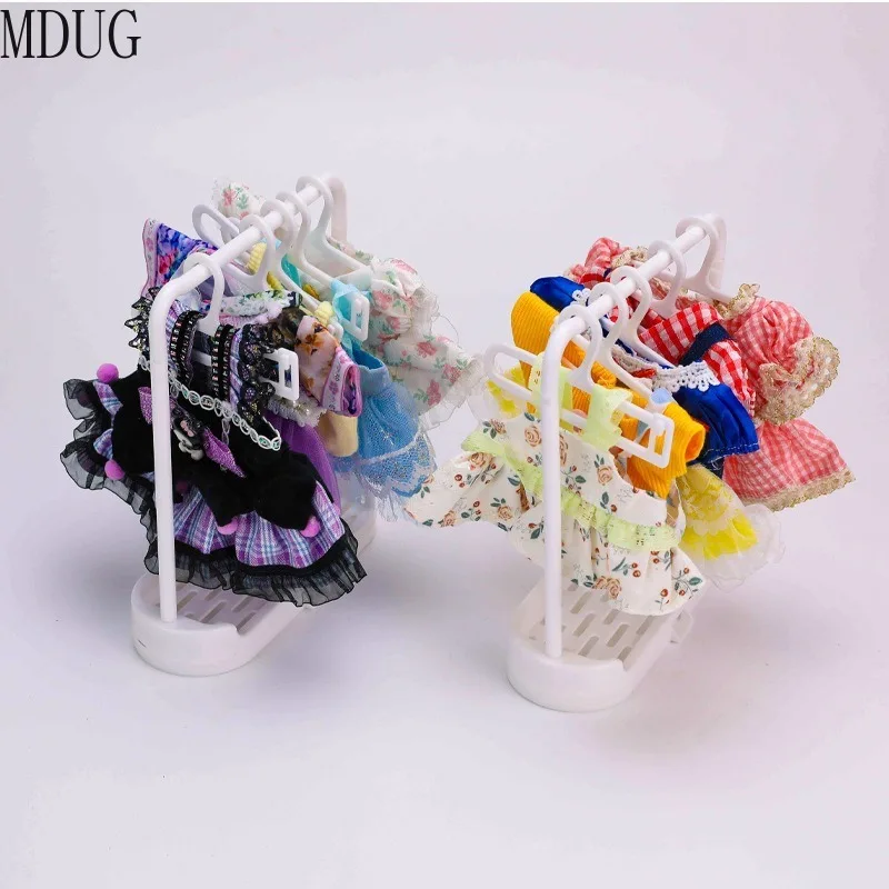

20cm Bjd Doll Clothes Storage Rack Shoe Display Rack Doll Mini Labubu Clothes Hanger Storage Box Clothes Support Rack Kids Gift