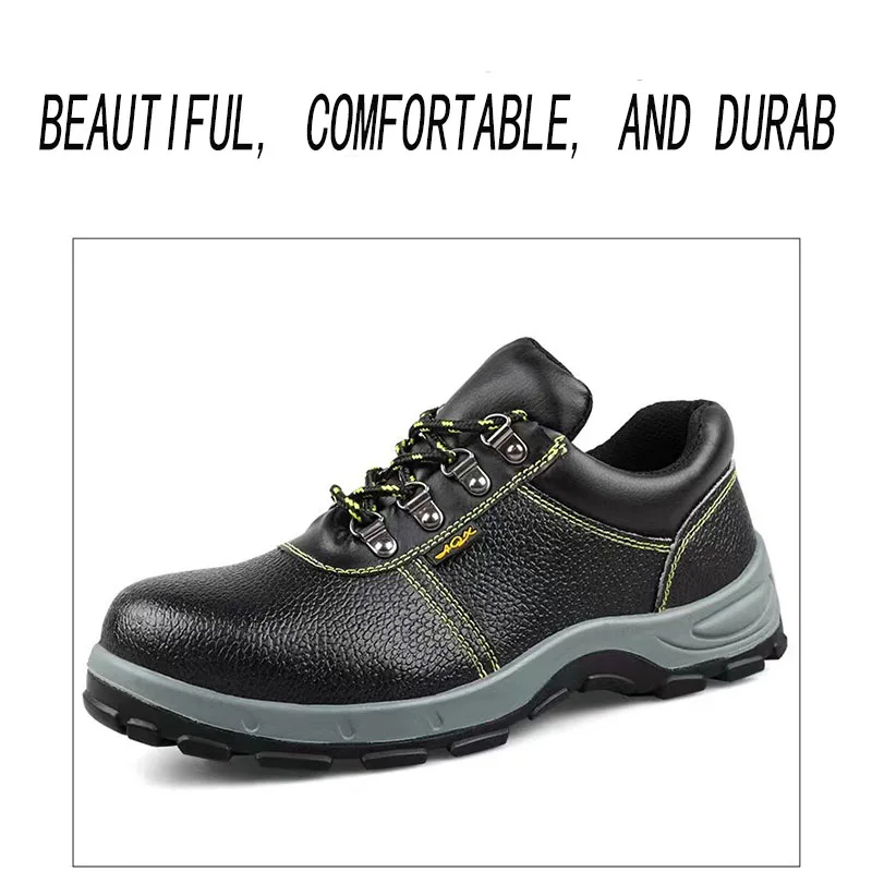 Four Seasons Anti Smash Anti Puncture Low Top Breathable Leather Men's Steel Head Safety Shoes Protective Men'S Work Boot
