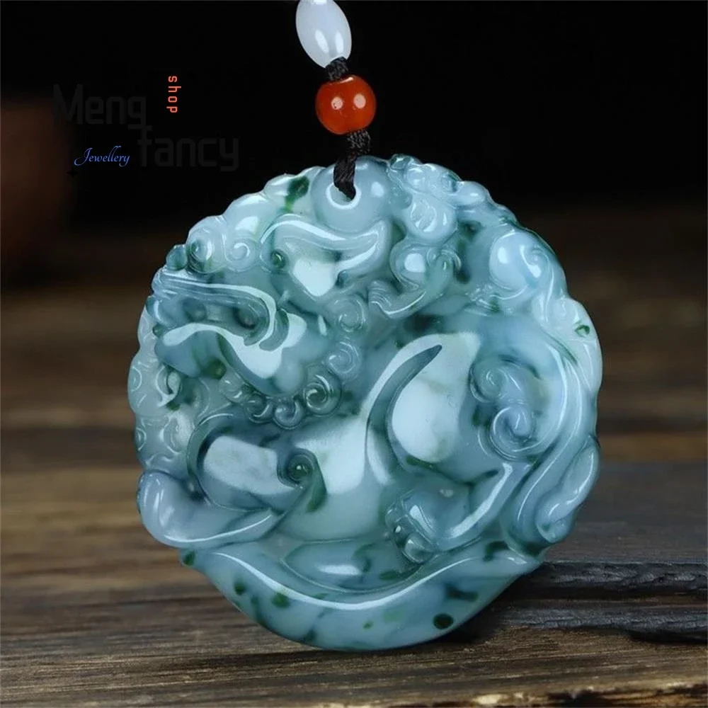 

Natural Hetian Colourful Jade Floating Flower Pixiu Pendant Exquisite Fashion Fine Jewelry Best Selling Handicraft Holiday Gift