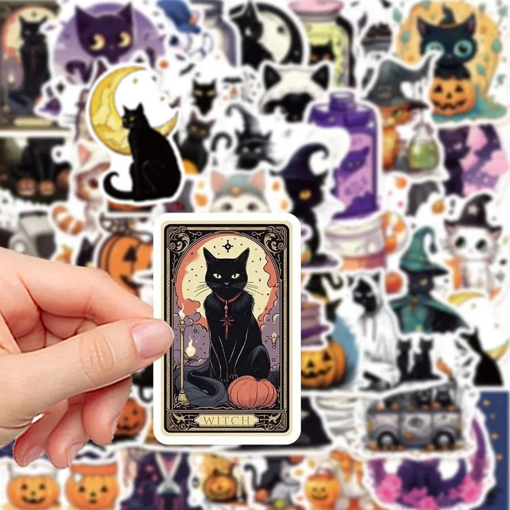 

10/30/50PCS Cartoon Pumpkin Cat Graffiti Gothic Stickers Waterproof DIY Laptop Phone Car Waterproof Halloween Decoration Sticker