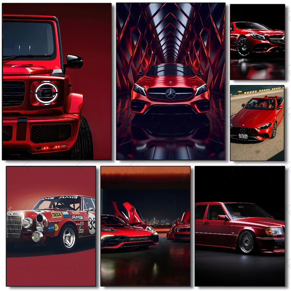 Home Decor Living Room Ideas - Rotes M-Mercedes B-Benz Poster, Mehrzweck-Wandkunst für