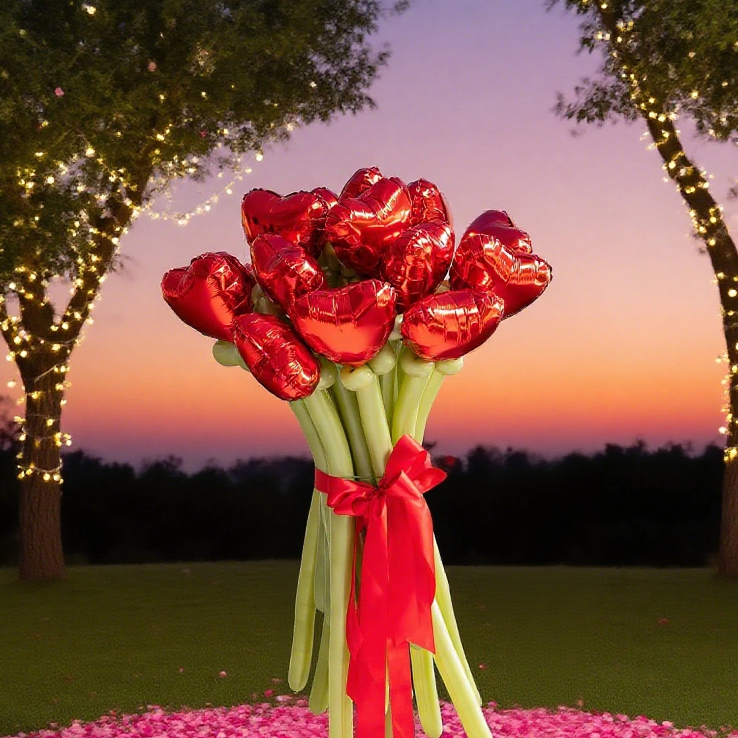 Love Handblumen-Ballon-Set, rote, rosa und gelbe Handblumen, geeignet für Atmosphären-Ballon-Dekorationsblumen – Detail 12