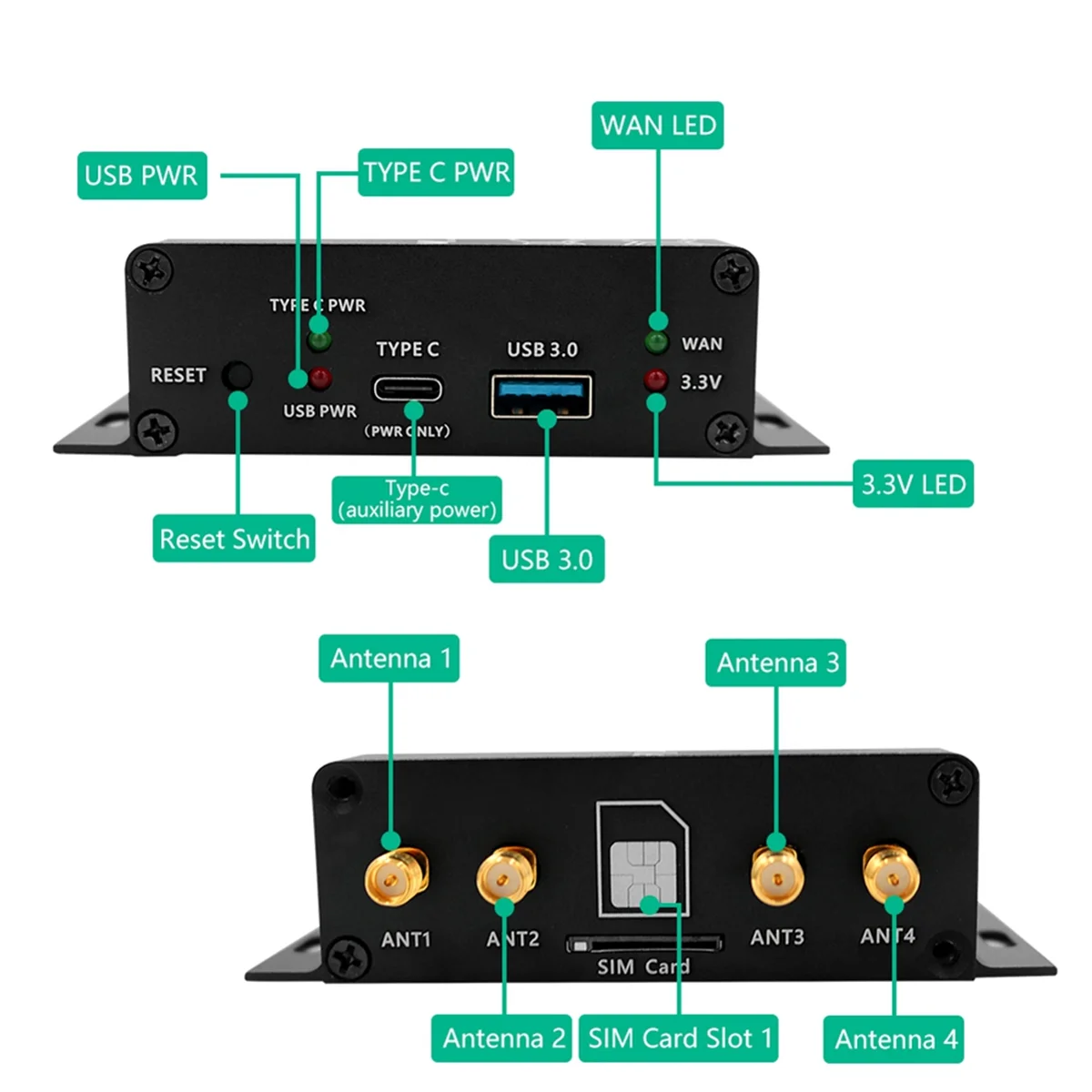 M.2 NGFF 4G/5G modülü için USB 3.0 adaptörü M2 Wifi kart dönüştürücü anten soğutucu Fan SIM kart yuvası ile yükseltici kurulu