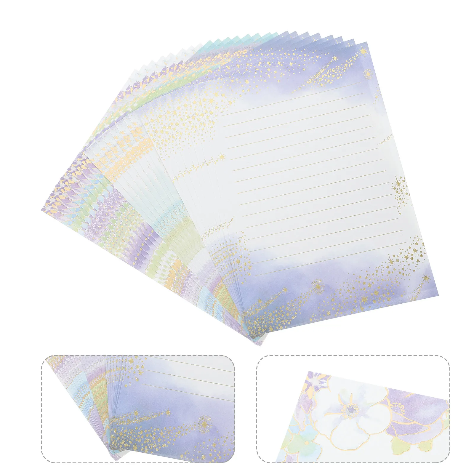 

24 Sheets A5 Vintage Letter Writing Paper Gold Embossed Border Stationery Set for Greeting Cards Resumes Poetry Invitations