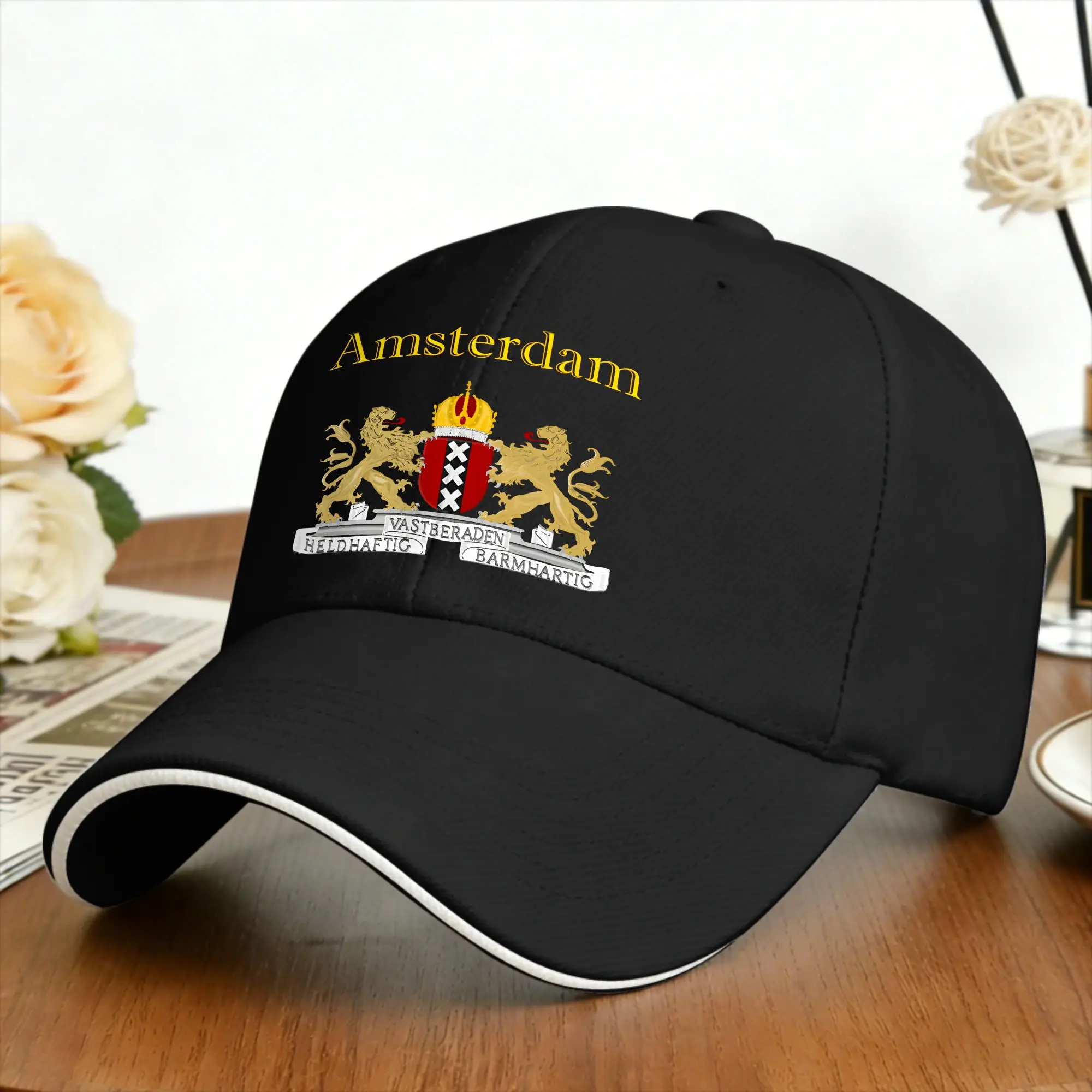 Emblem of Amsterdam Baseball Cap  Couple Design Trucker Hat Sun-Proof Outdoor Gym Snapback Cap Birthday Present
