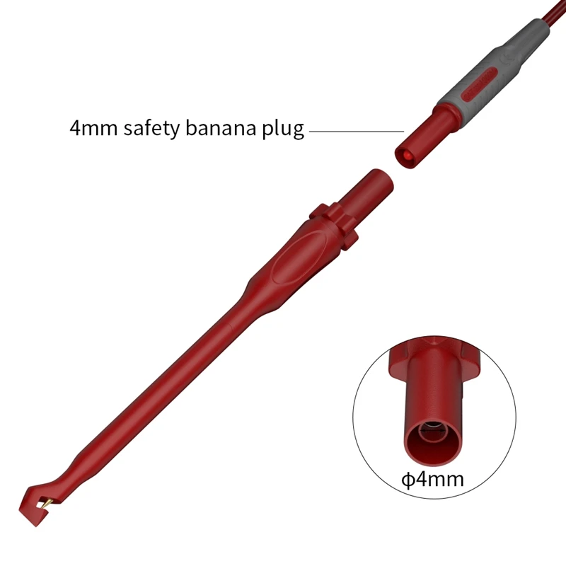 2PCS Multimeter Test Stick Safety Non-Destructive Wire-Piercing Probes With 4MM Jack Puncture Test Hook Tool J.30036