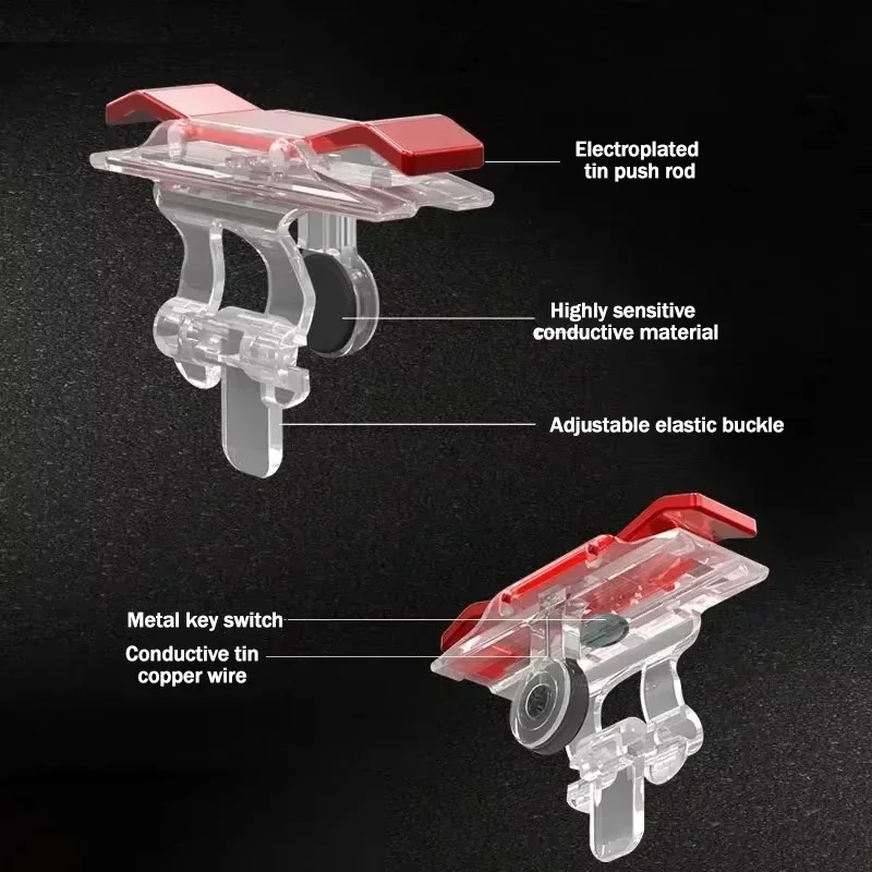 2Pcs E9 Mobile Phone Game Trigger For PUBG 4 Finger  Aim Shooting L1 R1 Metal ABS Key Button for IPhone Android Gamepad Joystick