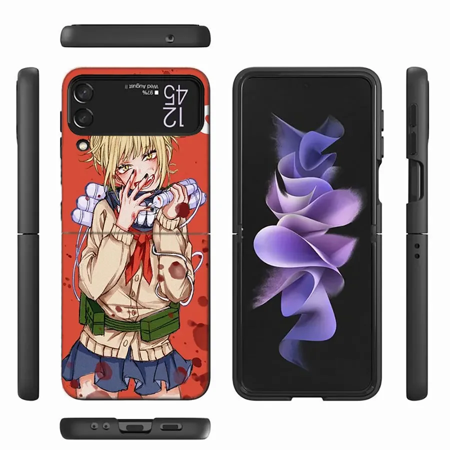 Toga Himiko Phone Case For Samsung Galaxy Z Flip 6 5 4 3 5G Black Coque Hard PC Luxury Cover Z Flip 5 Capa Fashion Capa