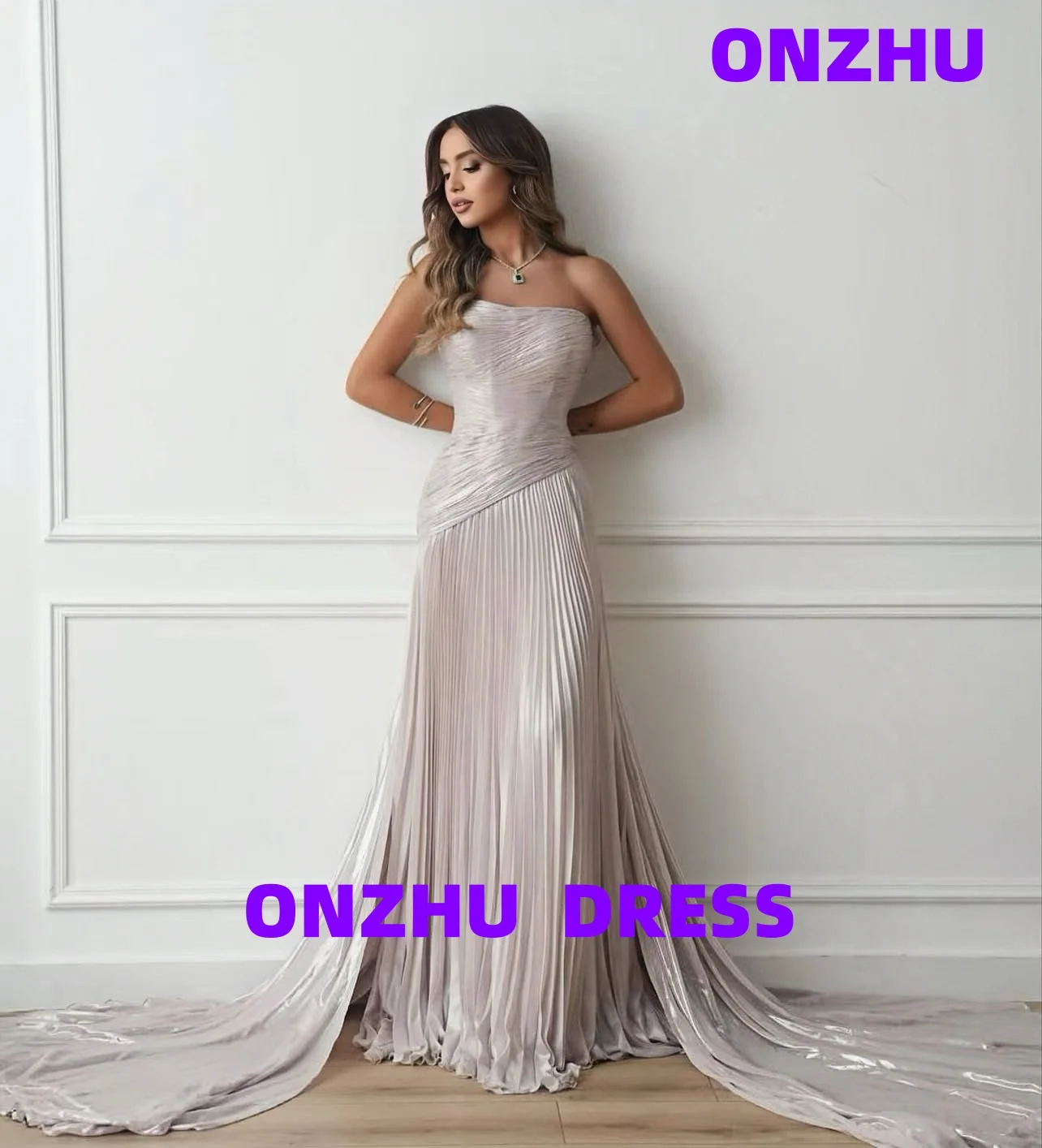 

strapless sleeveless A-LINE elegant amanda 's novias luxurious evening dresses women evening dress Customized