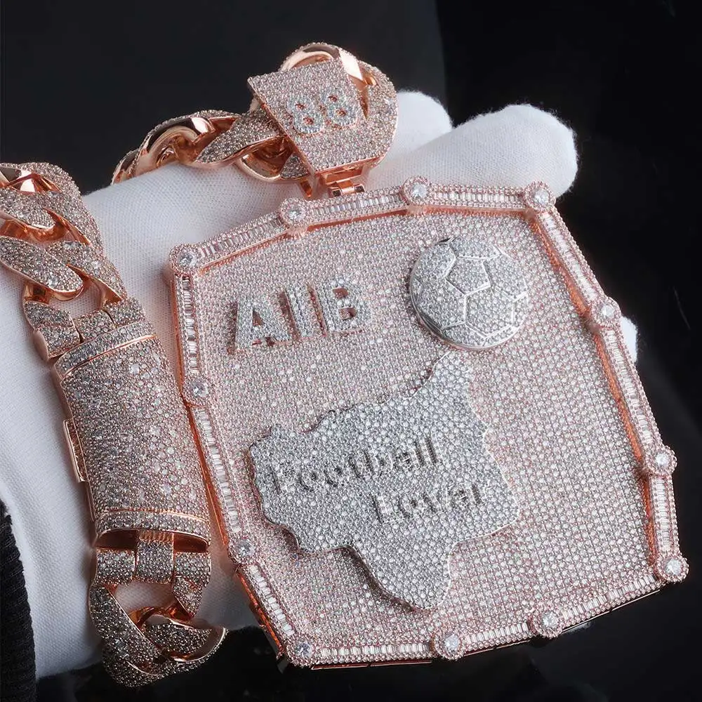 

ESKEEM Custom Necklace Jewelry Personalized Custom Moissanite Letter Pendant Pass Diamond test Gift for Football Lover