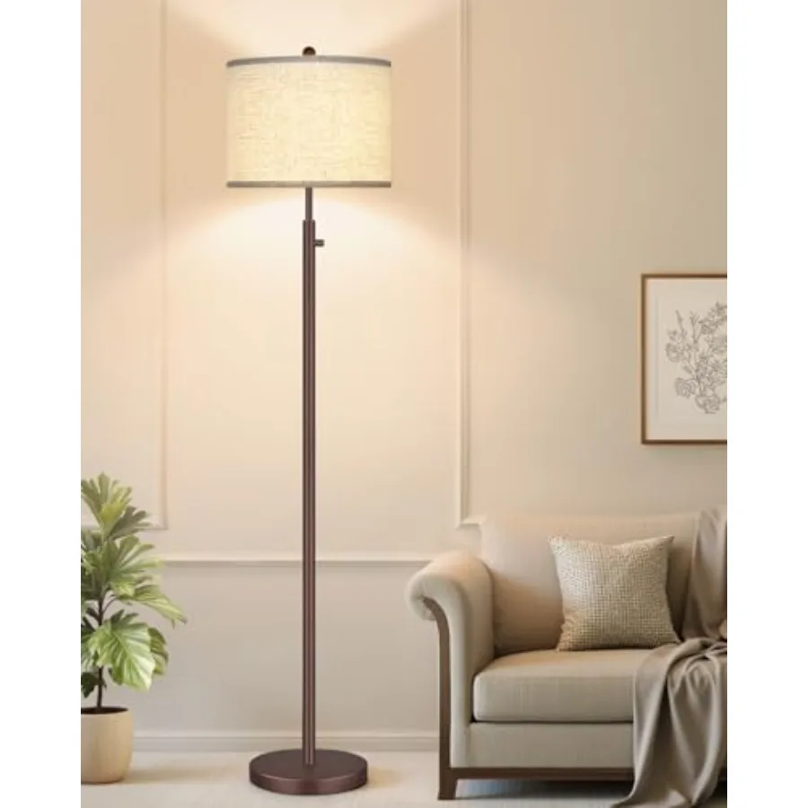 

Upgraded Dimmable Floor Lamp for Living Room, 11W LED Bulb Included, Modern Standing Lamp, Tall Pole Light with Linen Shade for