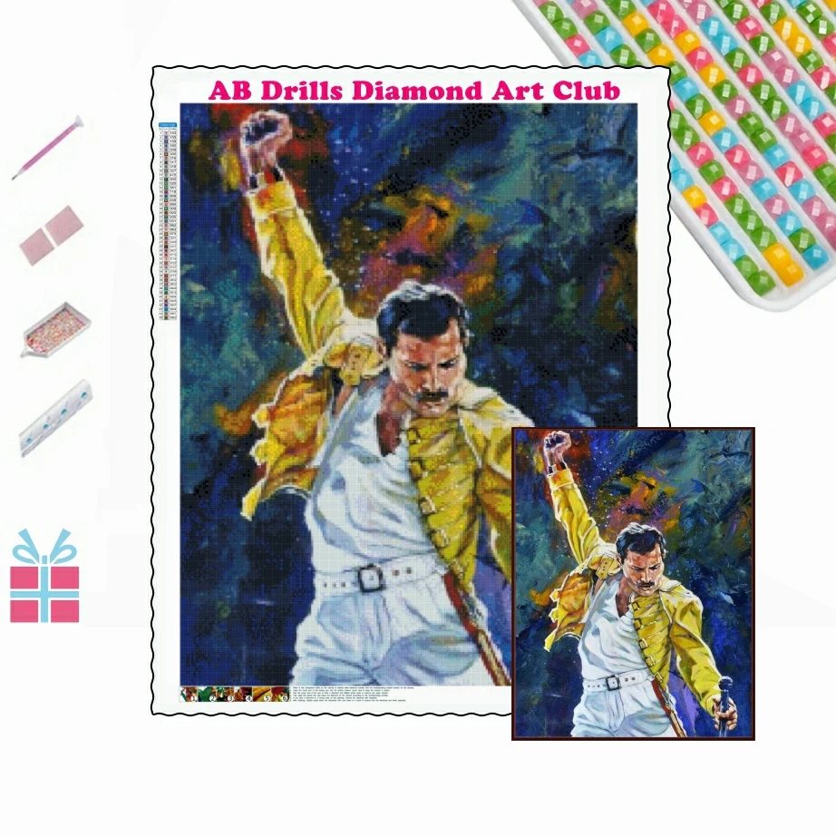 Rock Band AB Drills Diamond Painting Mosaic Queen Freddie Mercury Cross Stitch Embroidery Beads Rhinestone Wall Decor Bedroom