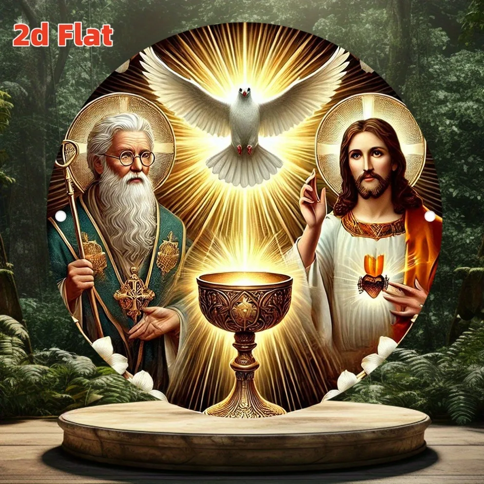 2D Flat Trinity Image Wall Art–Sign with Intricate Religious Design–Durable Home Decor for Bars&More–Unique Spiritual Gift Idea