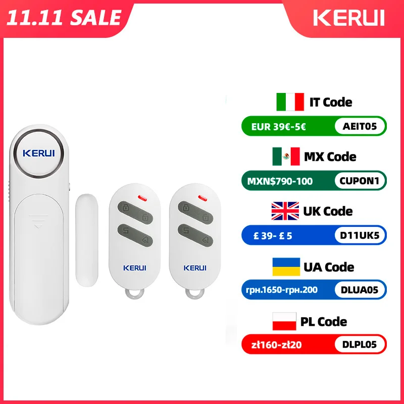 KERUI 무선 문짝 윈도우 센서 알람, 도난 방지 스마트 리모컨, 어린이 캐비닛 안전, 가정 보안, 300ft, 120dB 