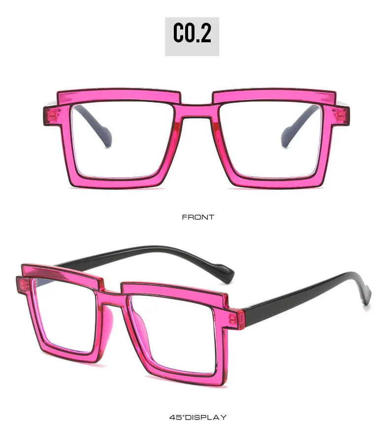 Luxus Designer Mode unregelmäßige quadratische Brille Rahmen Neon Brillen fassungen Unisex Anti Blaulicht Lese Presbyopie Brille – Detail 23