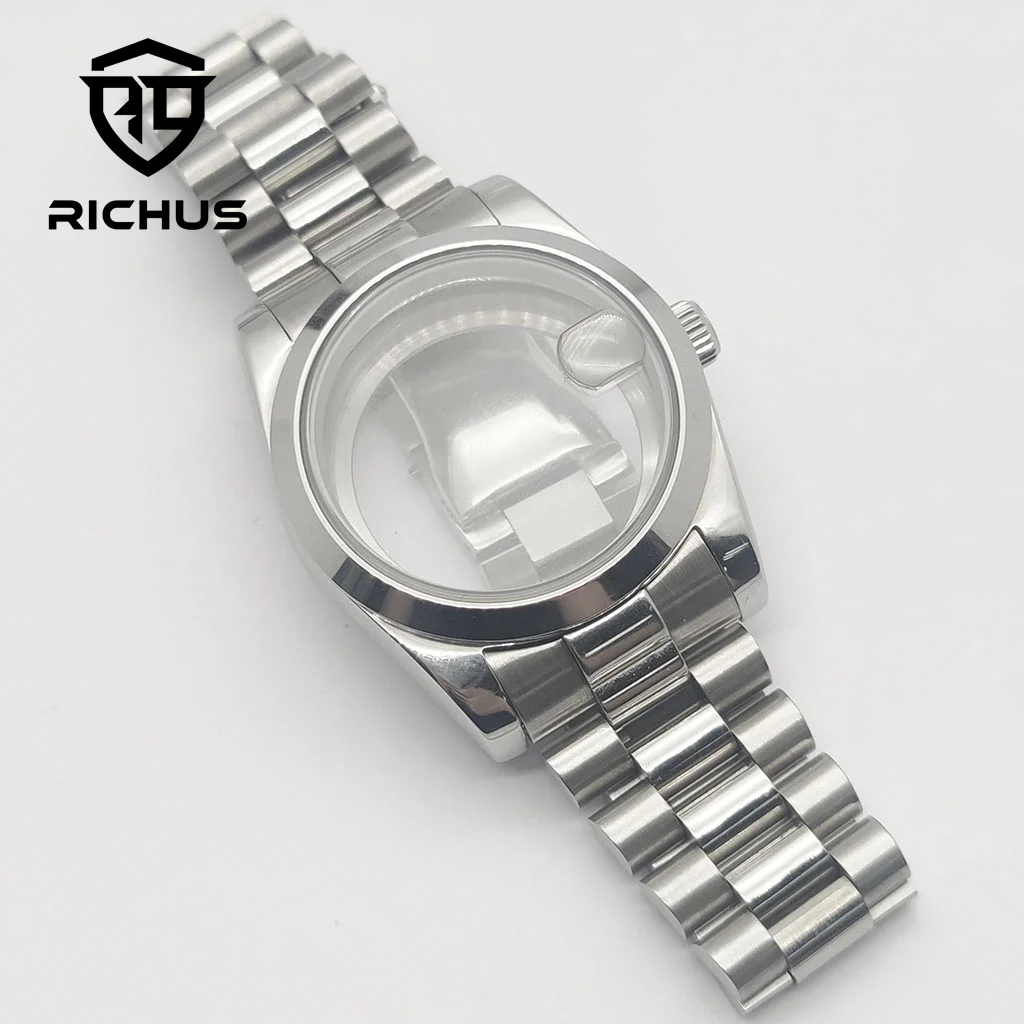 RICHUS 36/39 mm Uhrengehäuse, 100 m wasserdichtes Saphirglas, passend für NH34 NH35 NH36 ETA2824 PT5000 Miyota8215-DG Uhrwerk