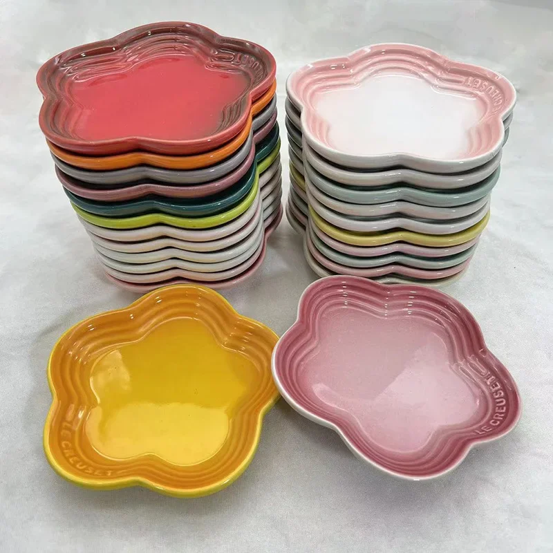 Plum Blossom Small Plate 14cm Sauce Plates French Cool Color Cake Dish Gradual Spit Bone Dishs Tableware Ceramic Dessert