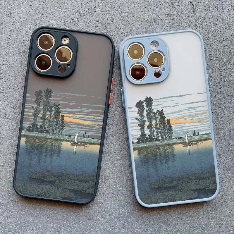 Landscape phone case For iPhone 16 14 11 12 13 15 Pro Max Mini 7 8 Plus XS X XR SE2 Japan Series Aestheticism Scenery Back Cover