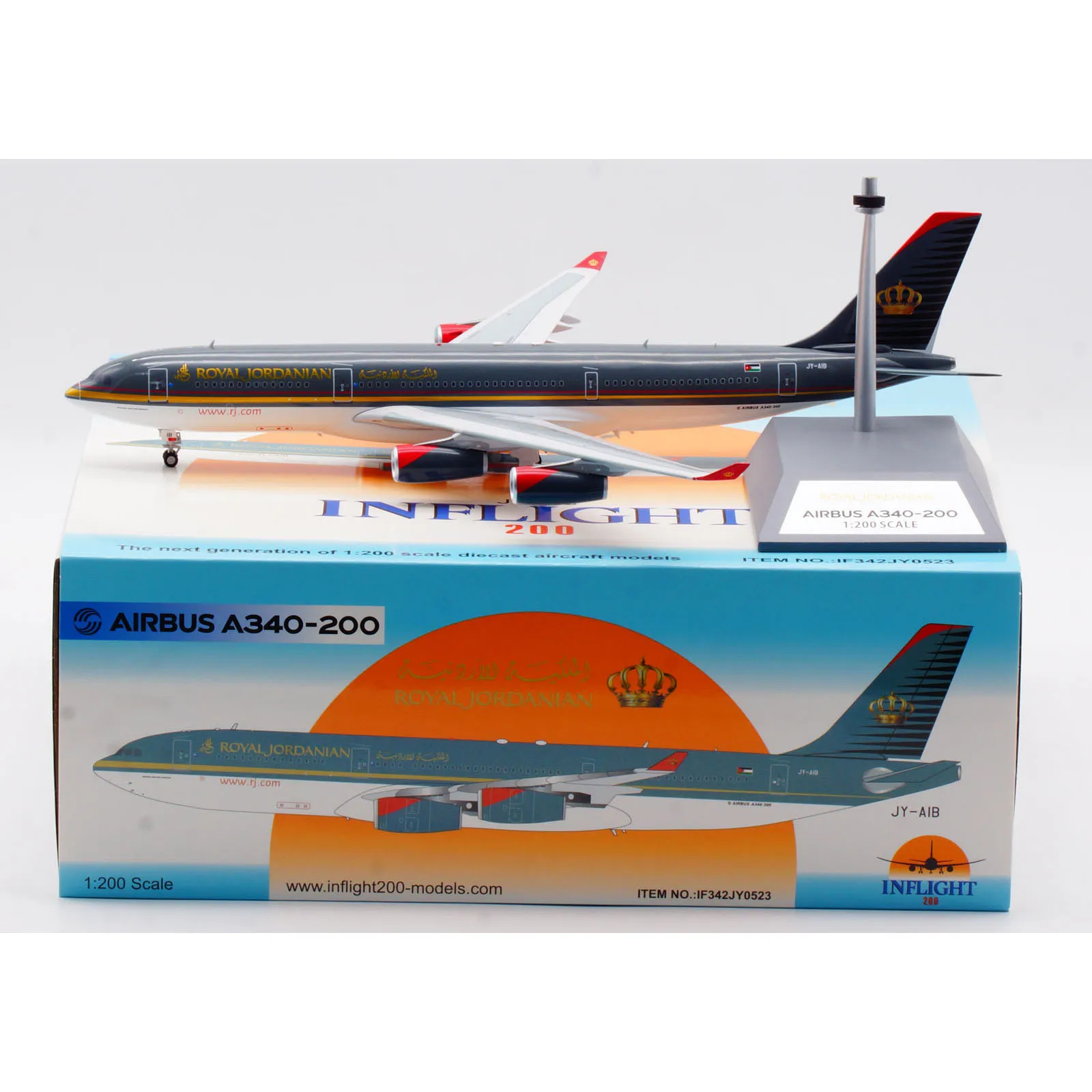 IF342JY0523 Alloy Collectible Plane Gift INFLIGHT 1:200 Royal Jordanian Airbus A340-200 Diecast Aircraft Jet Model JY-AIB