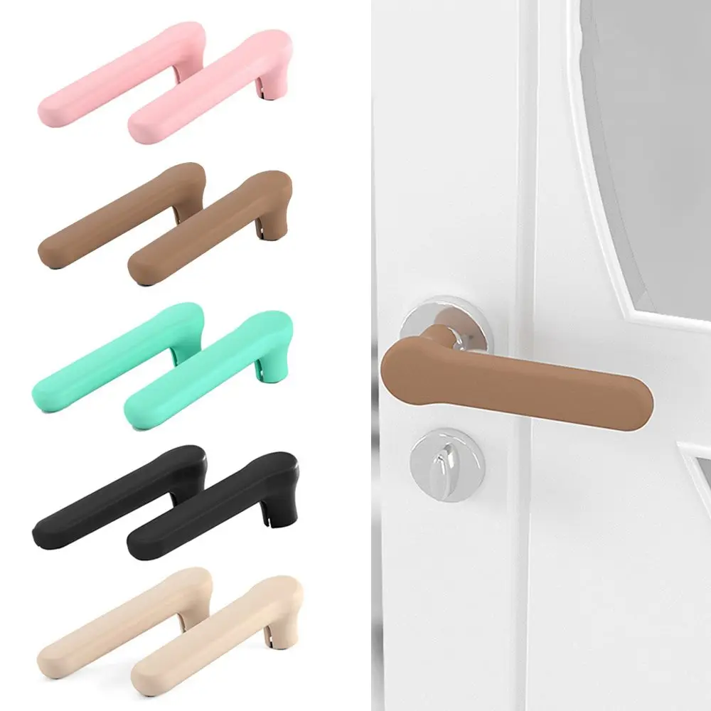 2Pcs Silicone Door Handle Protector Cover Child Anti-collision Home Safety Decor Anti-static Four Seasons Comfortable Door Tools