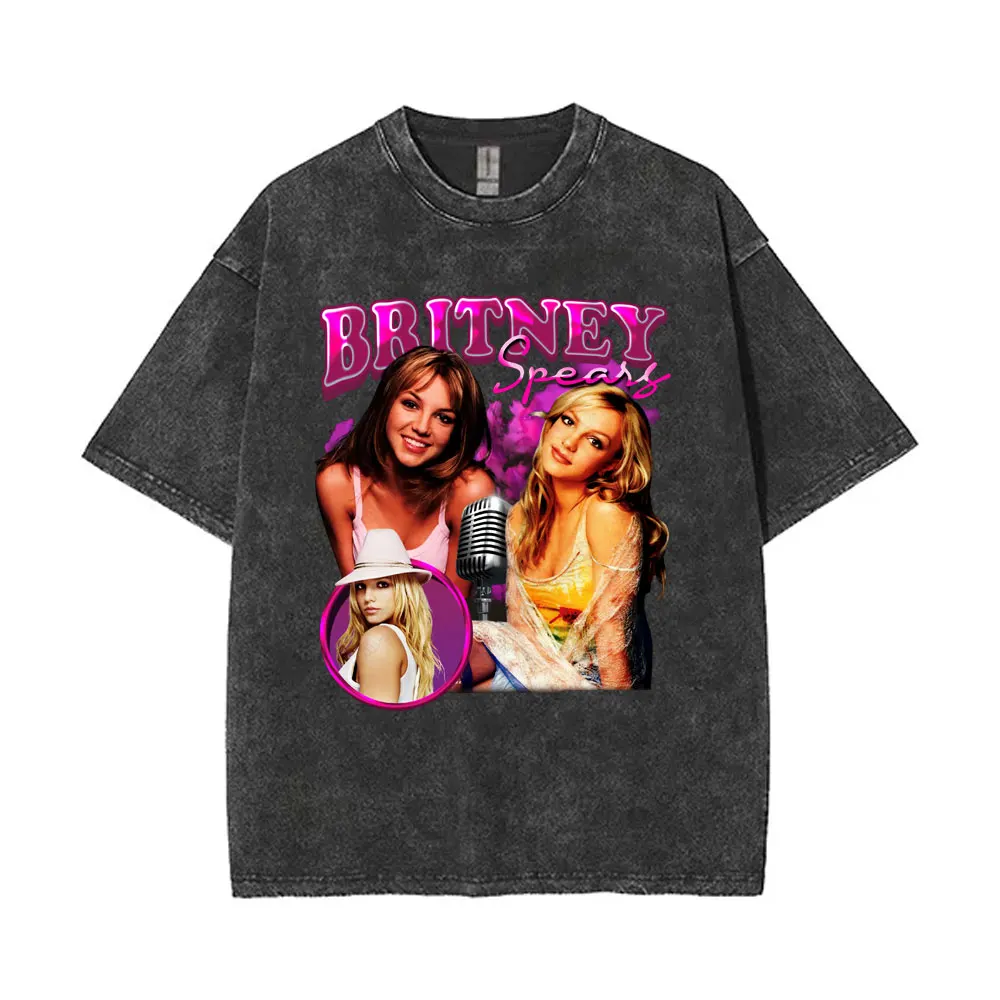 Washed Vintage Singer Britney Spears Make America Great Again Graphic T-shirt Men Women Fashion Oversized Hip Hop Funny T Shirt