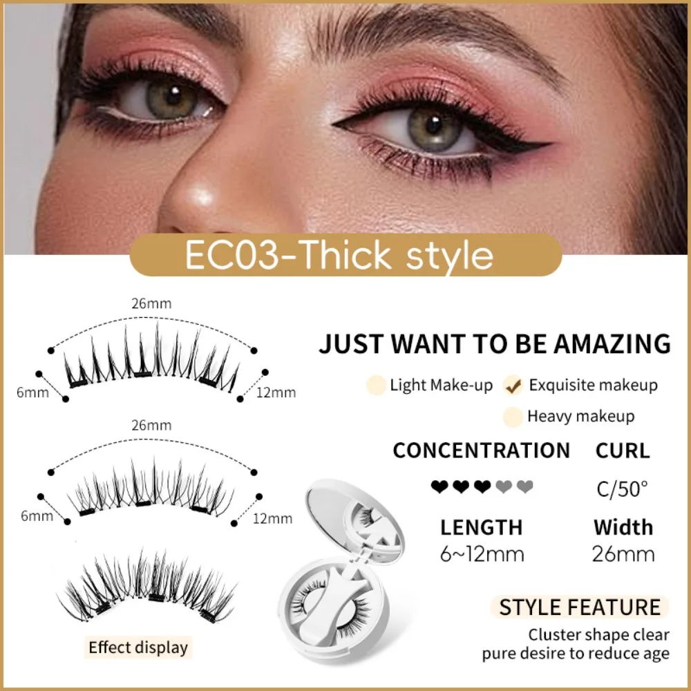 Con aplicador de pestañas magnéticas, sin necesidad de pegamento, caja de almacenamiento integrada, Kit de pestañas postizas, reutilizable y cómodo